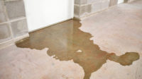 Basement flooding through a door.