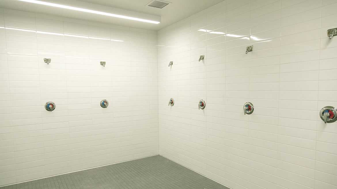 Gym locker room showers