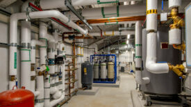 Boiler Room with Pressure Tanks and associated Plumbing.