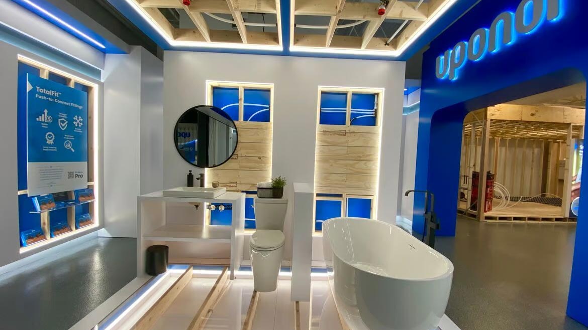 Uponor’s new experience center hands-on full-scale residential and commercial displays.