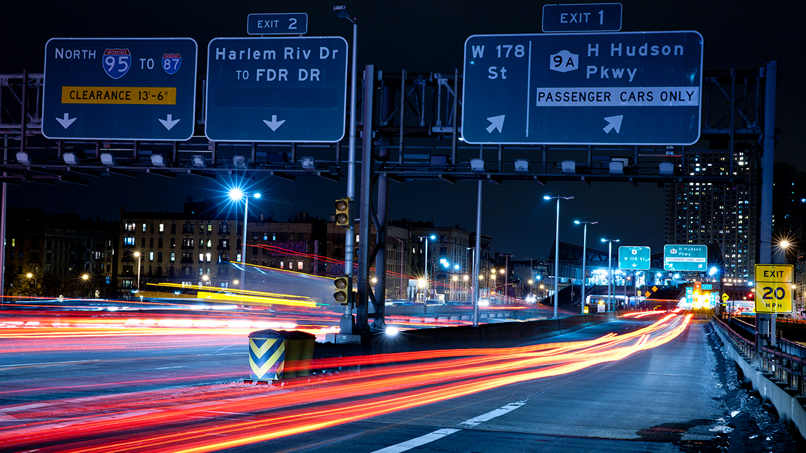 Traffic Light Trails at George Washington Bridge