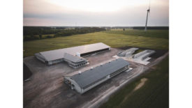 Overhead view of a Dunneville, Ontario dairy barn.