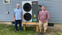 An air-to-water heat pump installed by Mike Bellinger and David Dousharm of CNY Pipeworx, LLC.