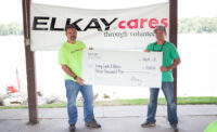 The donation was made at a river cleanup with employees from Elkayâ??s plant in Savanna, Ill., where the bottle filling stations are made.